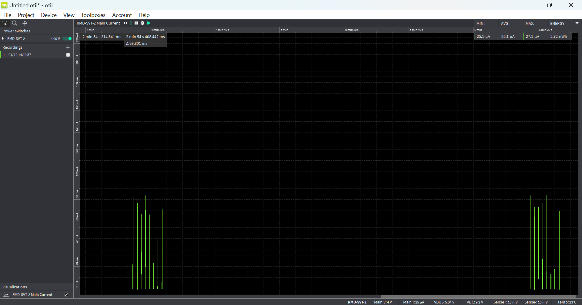 Figure 14 Otii current recording of HL78 during eDRX - 2